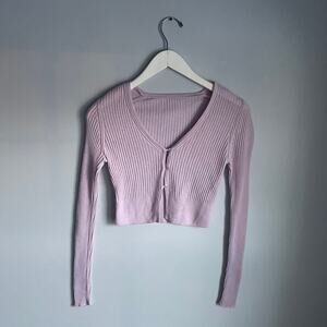 Lilac Purple Cropped Cardigan Sweater Pastel Coquette Church Office School XS